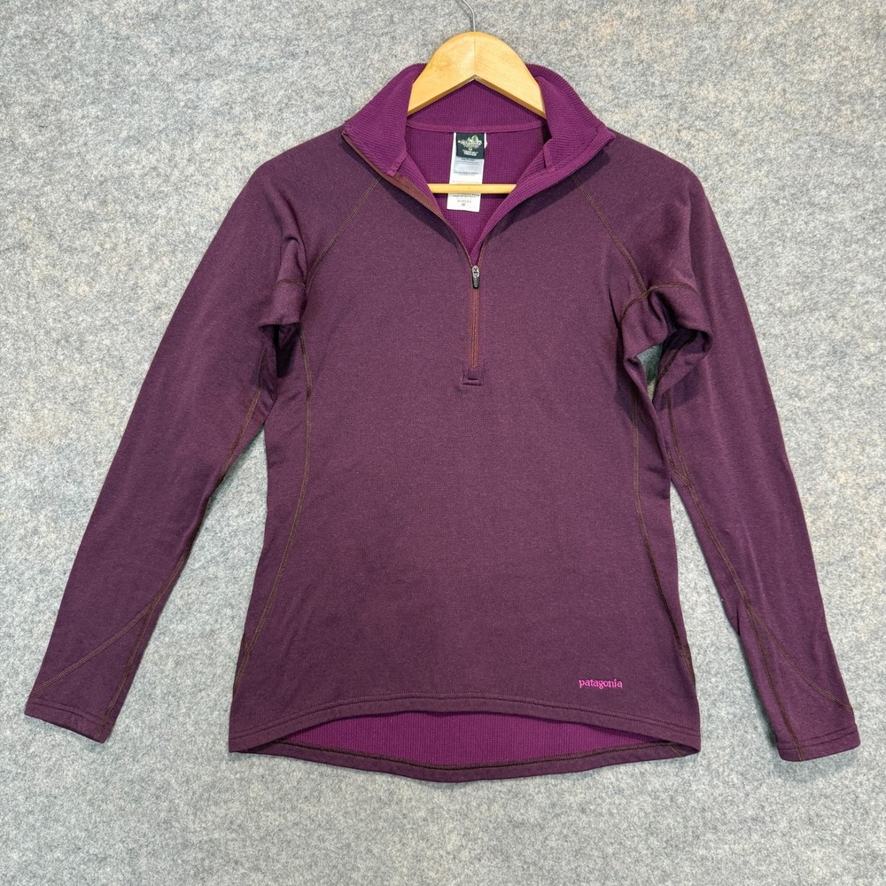 Vtg Patagonia Performance Baselayer Capilene Half Zip Womens Medium Waffle Lined